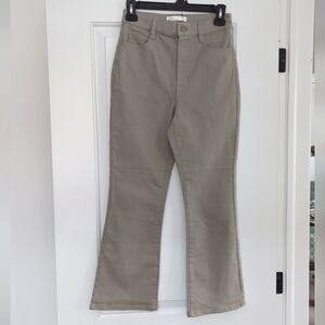 OAK + FORT |  Women's Greyish/Beige High-Rise Flared Cropped Twill Pant …